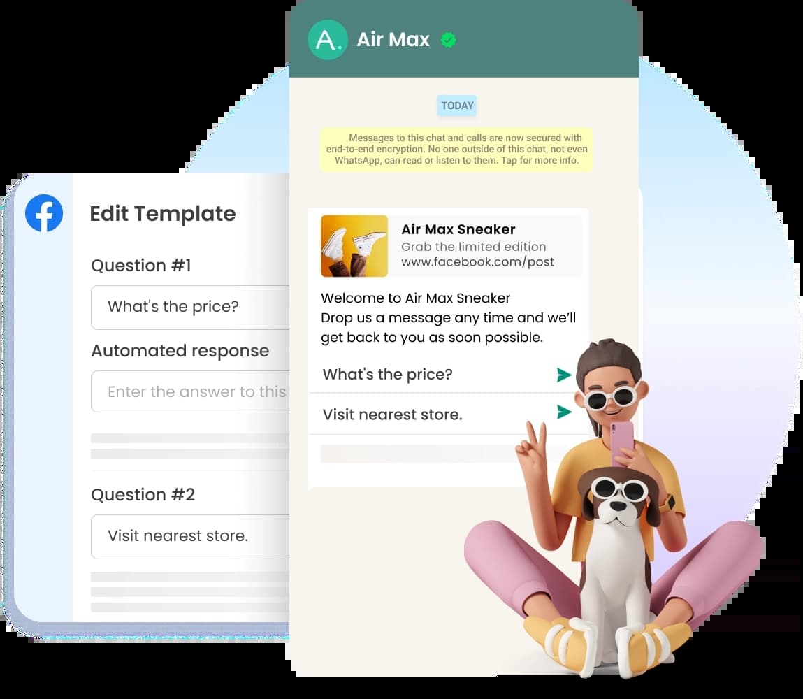 Businesses can add their own template questions that customers can ask when they are redirected to WhatsApp from click-to-chat ads
